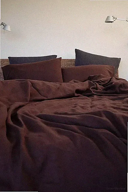 100% Cholate Brown Linen Duvet Cover And 2 Pillowcase King Twin Size Bedding Set