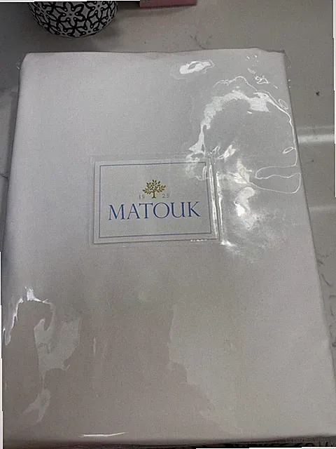 $125 Matouk New 1pc Twin 14” Fitted 350TC Cotton Percale White Sierra Low Profil