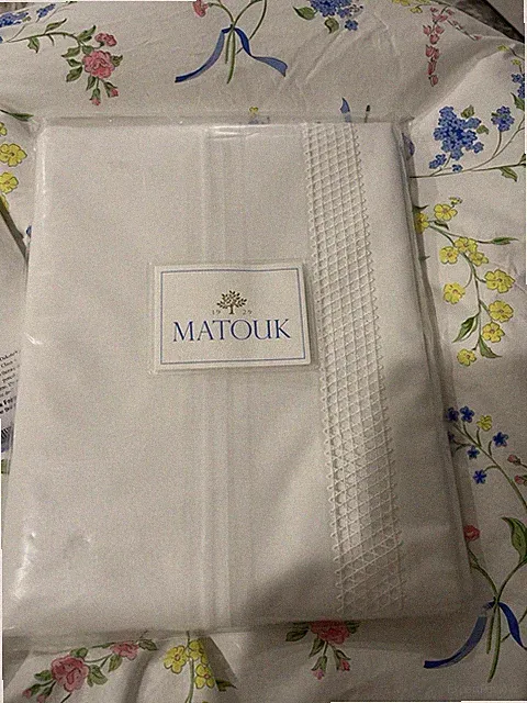 $1309 Matouk Italy New 1pc F/Q Duvet Cover 500TC Bergamo Giza-87 Cecily Bone