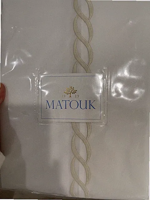$245 Matouk India New 2pc King Cases 520TC Chain Ceylon Fabric Ivory LAST