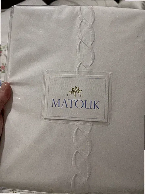 $245 Matouk India New (2pc) King Cases 520TC Chain Ceylon Fabric White (6) Sold