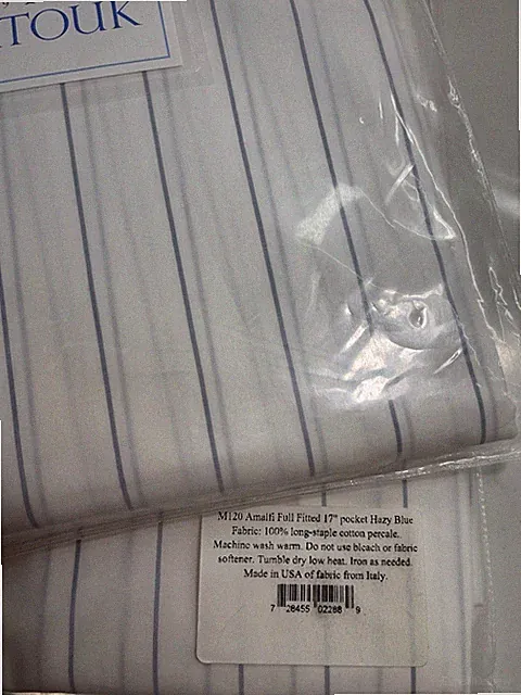 $275 Matouk Italy NWT Full Fitted 17” Amalfi Cotton Percale Hazy BLUE Last