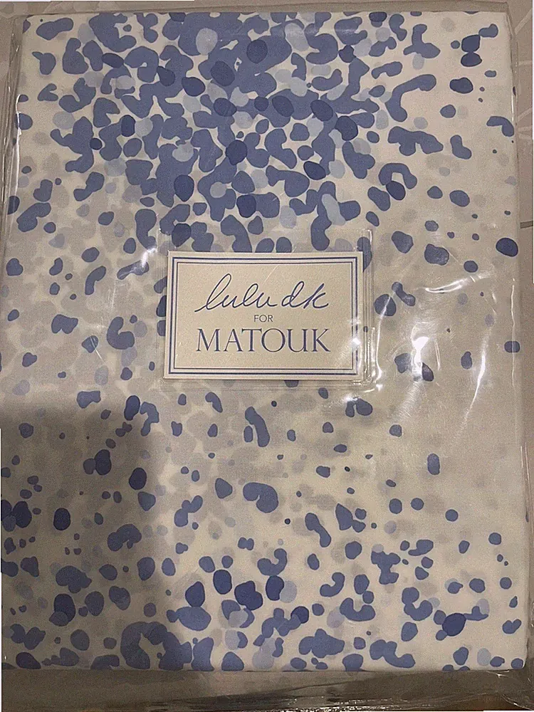 $295 Matouk Italy NWT (1pc) Twin Fitted Sheet 17” Blue Poppy 500TC Percale Azure