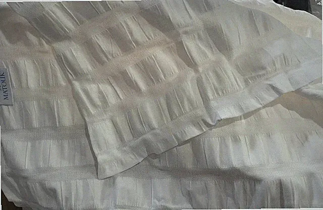 $295 Matouk Portugal New F/Q Coverlet Panama White 100% Cotton