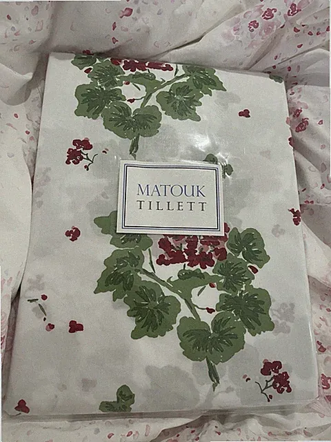 $375 Matouk Italy New Queen Fitted 500TC Cotton Percale Geranium Scarlet LAST