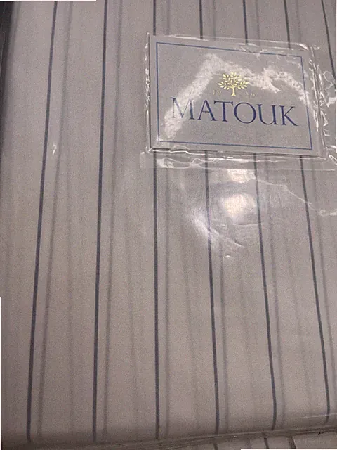 $375 Matouk Italy NWT CK King Fitted 17” Amalfi Cotton Percale Hazy Blue