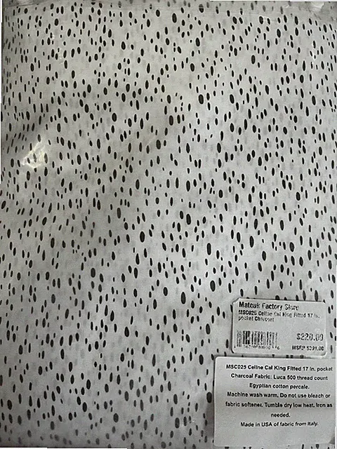 $399 Matouk Italy NWT CK Fitted Sheet Celine 500TC 17” Charcoal Cotton Luca