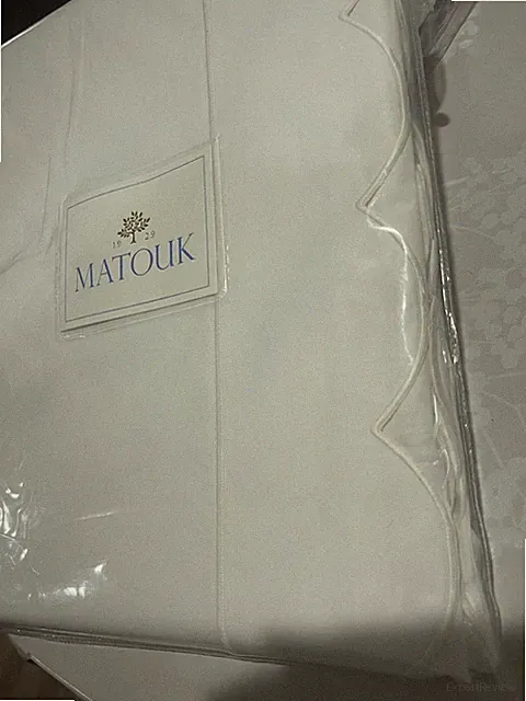 $419 Matouk Italy New 500TC Percale King Flat Sheet Butterfield White (2) SOLD