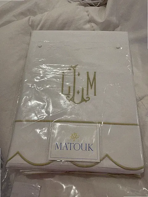 $419 Matouk Italy New MONO 500TC King Flat Sheet Butterfield