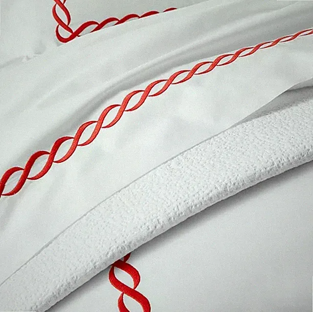 $522+tax MATOUK CLASSIC CHAIN QUEEN FLAT SHEET STANDARD PILLOWCASES SET RED RARE