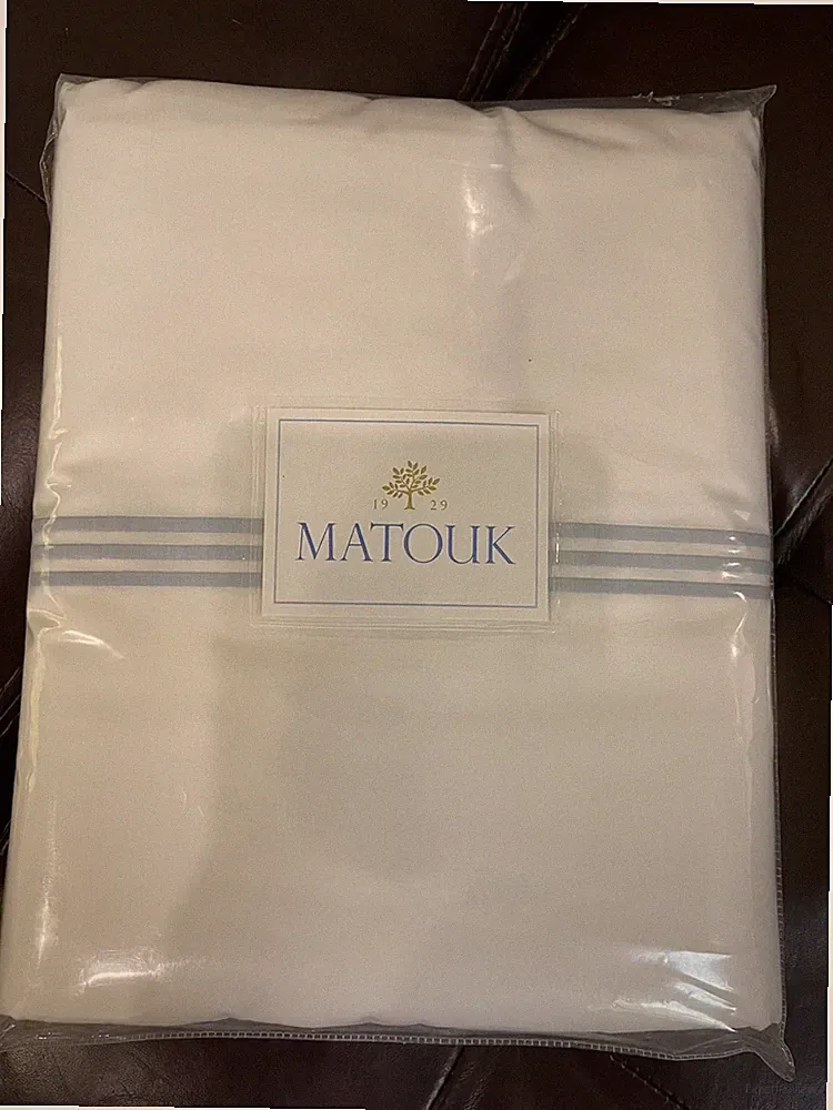 $549 Matouk India New 1pc Queen Duvet Cover Bel Tempo Blue