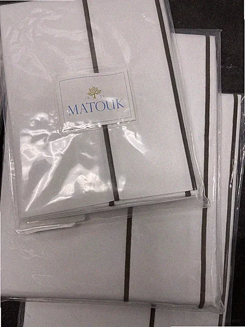 $670 Matouk Italy New (3pc) King Flat Cases Ansonia 500TC Cotton Percale Mocha
