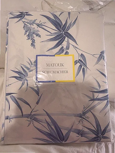 $675 Matouk Italy New 1pc F/Q Duvet Cover Dominique 500TC Luca Percale Azure
