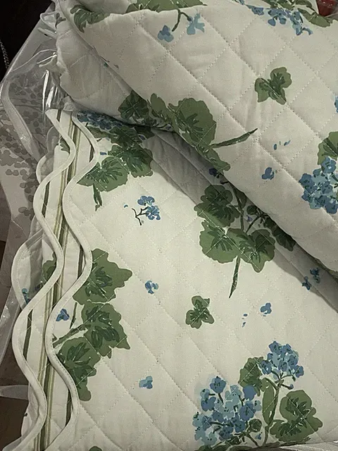 $725 Matouk Italy New 1pc F/Q Coverlet Geranium 500TC Cotton Percale Quilt Blue