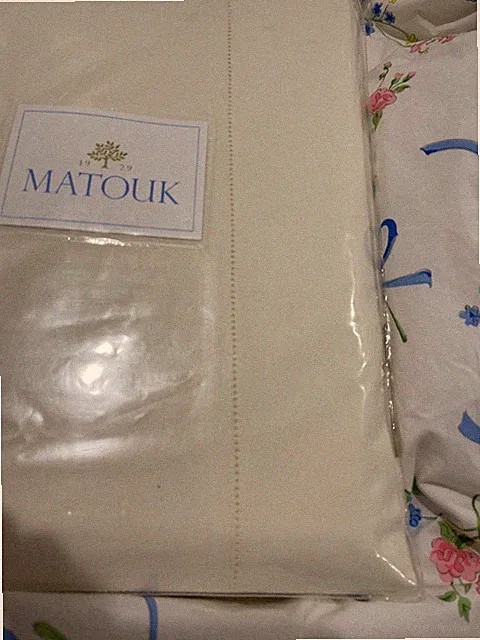 $725 Matouk Italy New King Cover Luca 500TC Percale IVORY Hemstitch