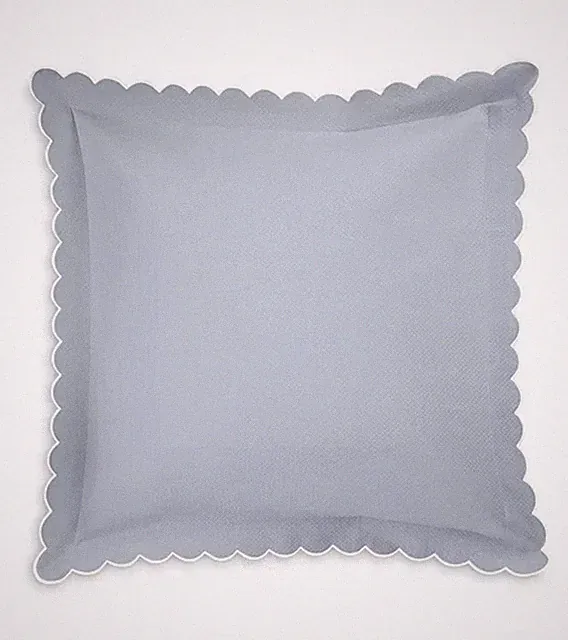Matouk 061 Diamond Pique Euro Sham Scalloped Edge 27 x 27 Hazy Blue $150