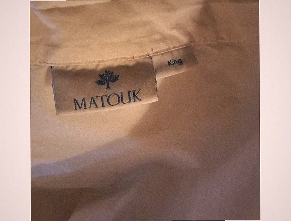 Matouk 100% Cotton 2- Percale KING FLAT Sheets White W/Gray Thin Trim 1- EUC