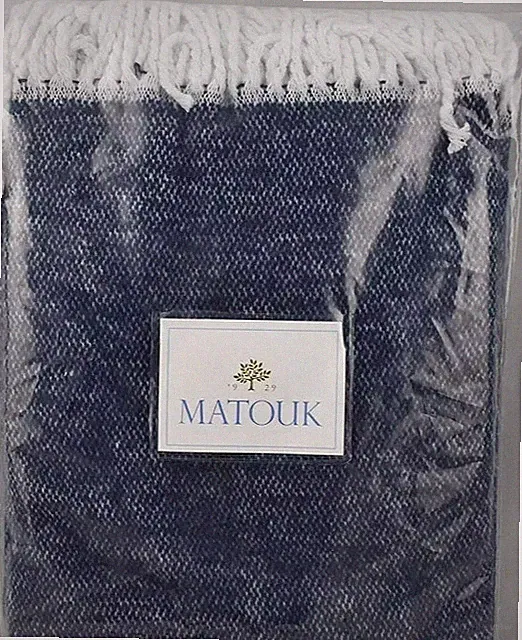 Matouk 1929 Pezzo m048 50" x 70" 100% Cotton Throw Navy new nip quality luxury