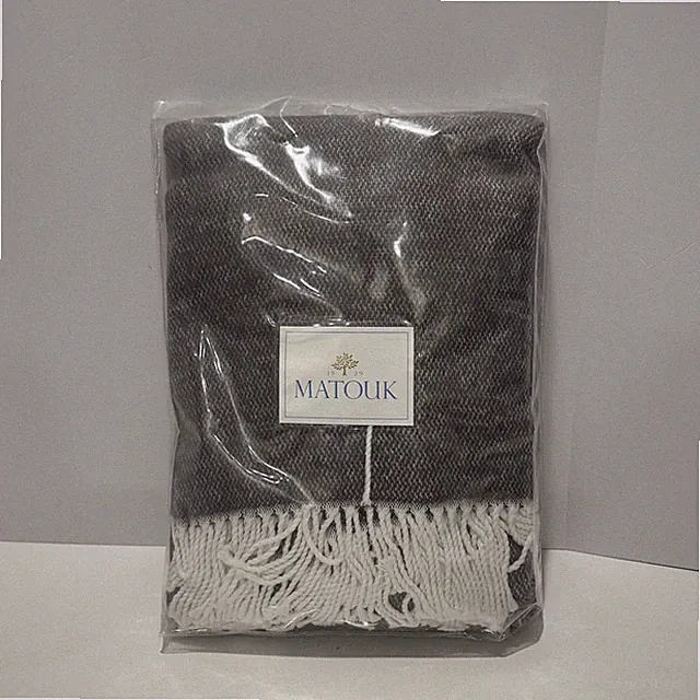 Matouk 1929 Pezzo m048 50" x 70" 100% Cotton Throw NEW Charcoal Luxury NIP