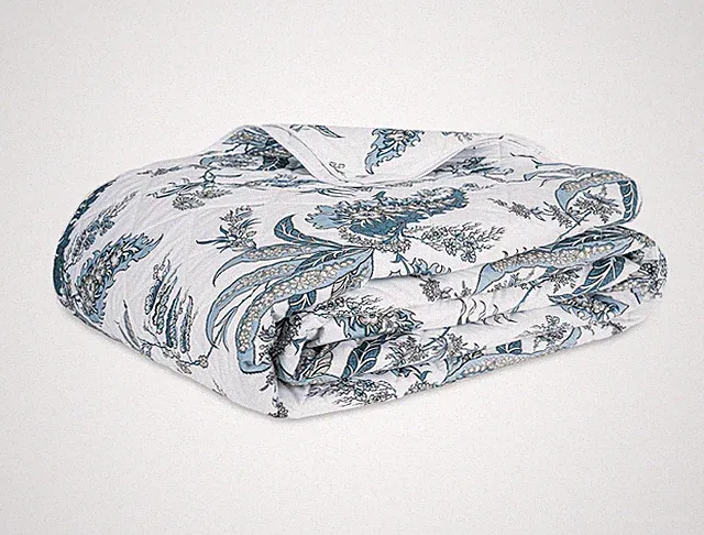 MATOUK Apolline Quilt in Mediterranean, KING, 500 Thread Count, Made in USA