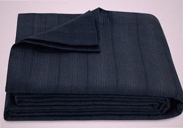 MATOUK~AUGUSTA~1 KING~Coverlet/Bedspread~NAVY BLUE~fabric ITALY~100% cotton~NWT~