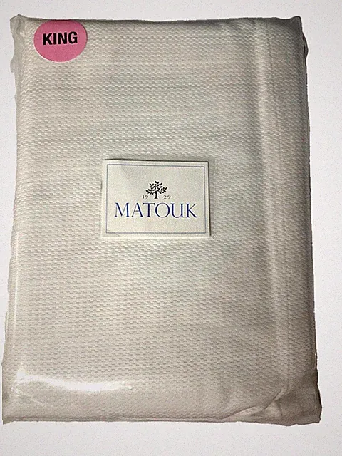 MATOUK~AUGUSTA~Coverlet/Bedspread~1 KING~WHITE~100% cotton~made US~Fabric Italy~