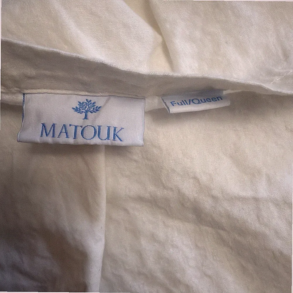 Matouk Embroidered Cotton Off White Full/Queen Dust Ruffle Bed Skirt