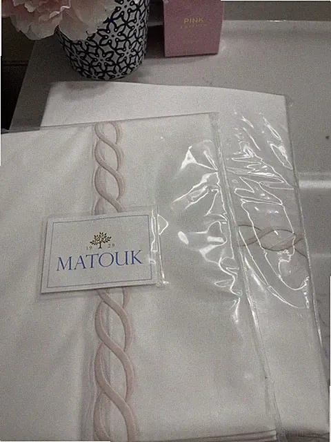 Matouk India New (3pc) F/Q Duvet Set 520TC Percale Chain Blush
