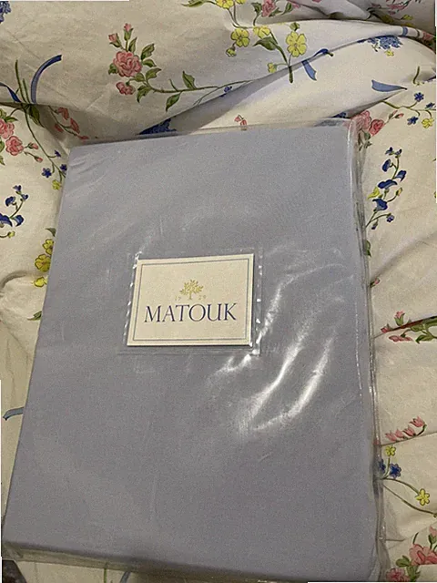 Matouk Italy New 1pc Cal King 17” Fitted Sheet 500TC Percale Sky (3) Sold