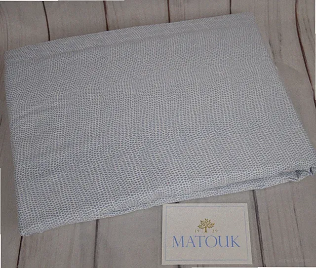 Matouk Jasper 100% Cotton Sateen FULL / QUEEN Duvet Cover 90x96 Hazy Blue NEW