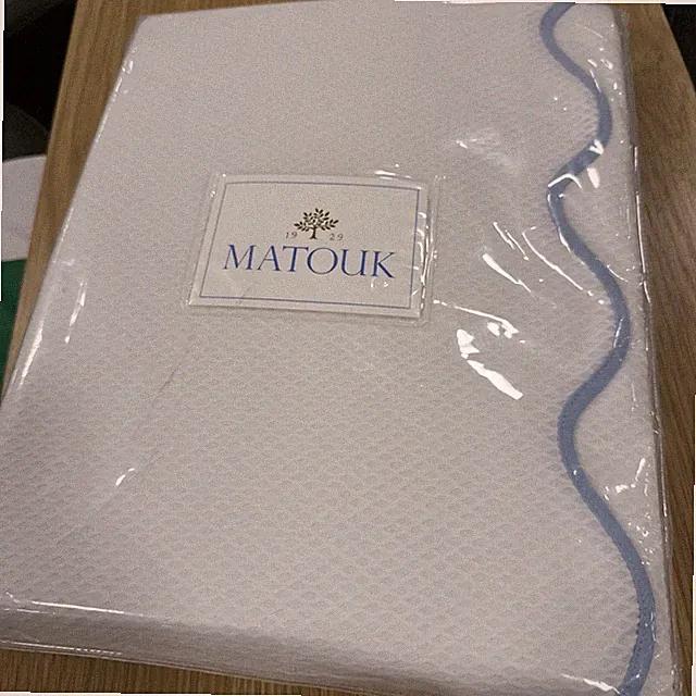 Matouk LANAI Blue F/Queen Coverlet Scallops Cotton Poly ~New~