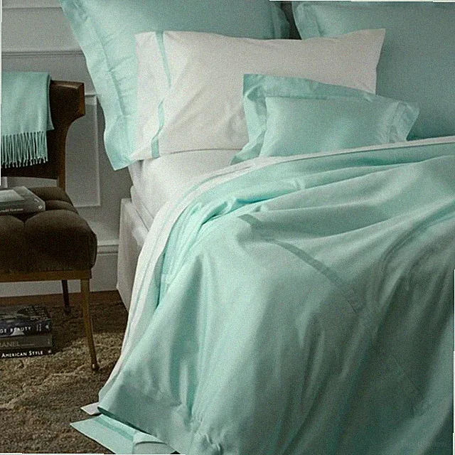 Matouk Nocturne Full Bed Skirt Lagoon