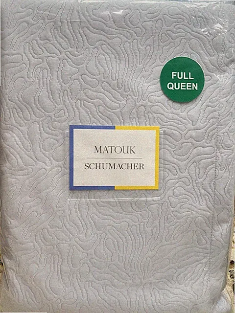 MATOUK SCHUMACHER Cora Coverlet Blue Mineral Full Queen 100%Cotton Matelasse New