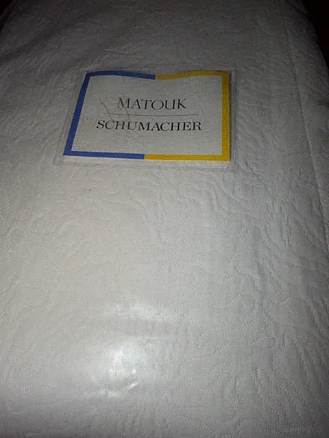 Matouk Schumacher Queen Matelasse Coverlet Cora White New Cotton