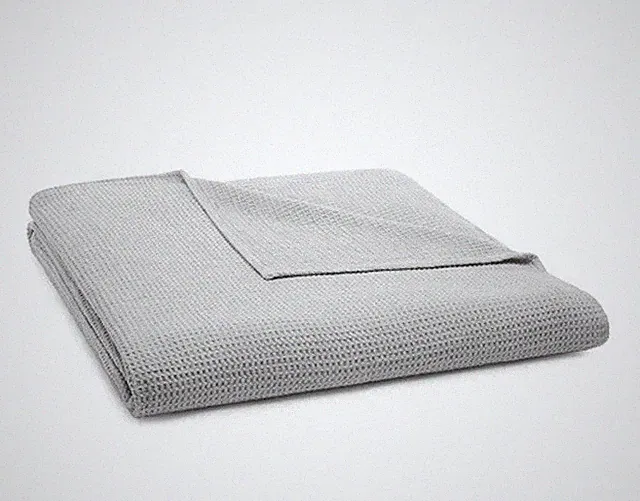 NWD $295 Matouk Chatham Cotton Waffle Blanket Silver King 114” X 99”